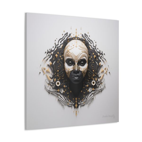 Canvas Gallery Wrap Tribal Mask Mandala, Black and Gold - "Ripples" - Image 30