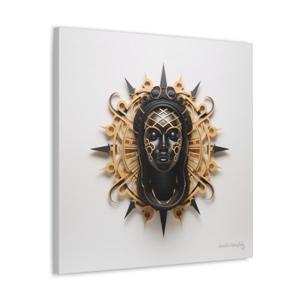 Canvas Gallery Wrap Tribal Mask Mandala, Black and Gold - "Navigator" - Image 26