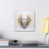 Canvas Gallery Wrap Tribal Mask Mandala, White and Gold - "Scollar" - Image 12
