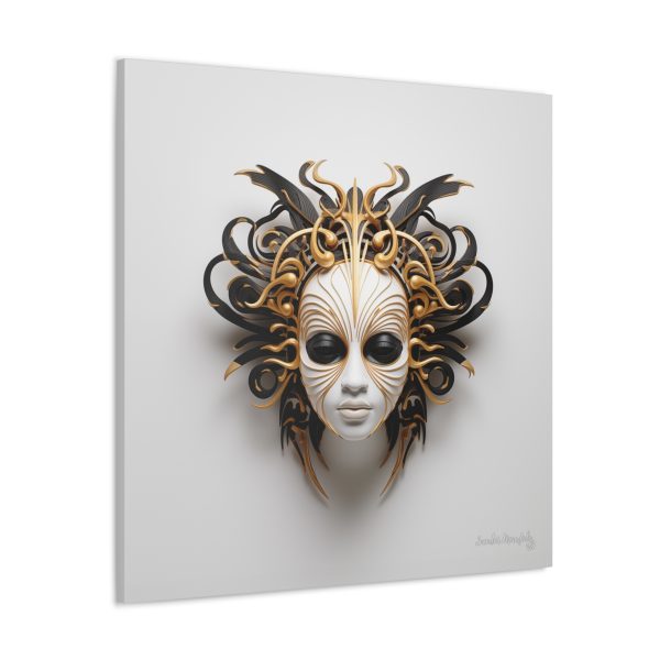 Canvas Gallery Wrap Tribal Mask Mandala, Black and Gold - "Medusa" - Image 30