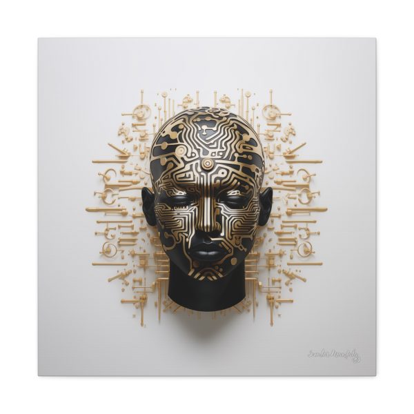 Canvas Gallery Wrap Tribal Mask Mandala, Black and Gold - "Craftsman" - Image 25