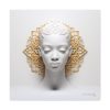 Canvas Gallery Wrap Tribal Mask Mandala, White and Gold - "Scollar" - Image 13