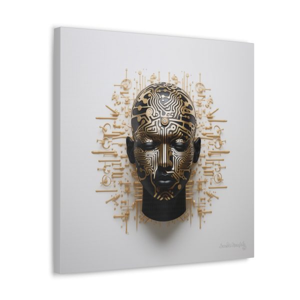 Canvas Gallery Wrap Tribal Mask Mandala, Black and Gold - "Craftsman" - Image 22