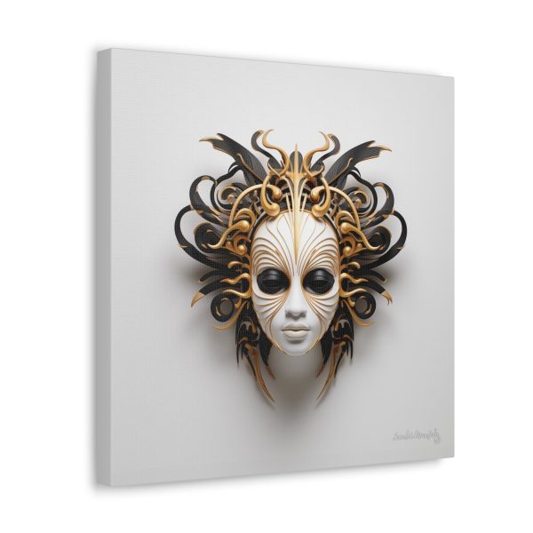 Canvas Gallery Wrap Tribal Mask Mandala, Black and Gold - "Medusa" - Image 10