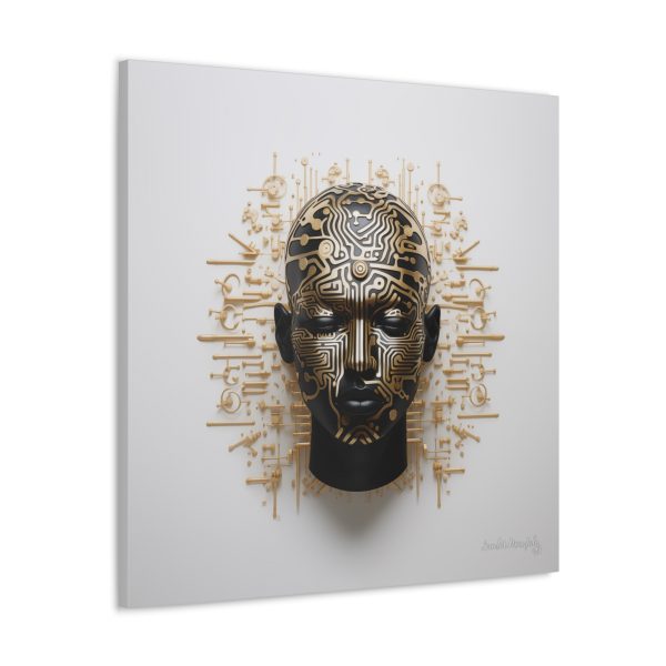Canvas Gallery Wrap Tribal Mask Mandala, Black and Gold - "Craftsman" - Image 14