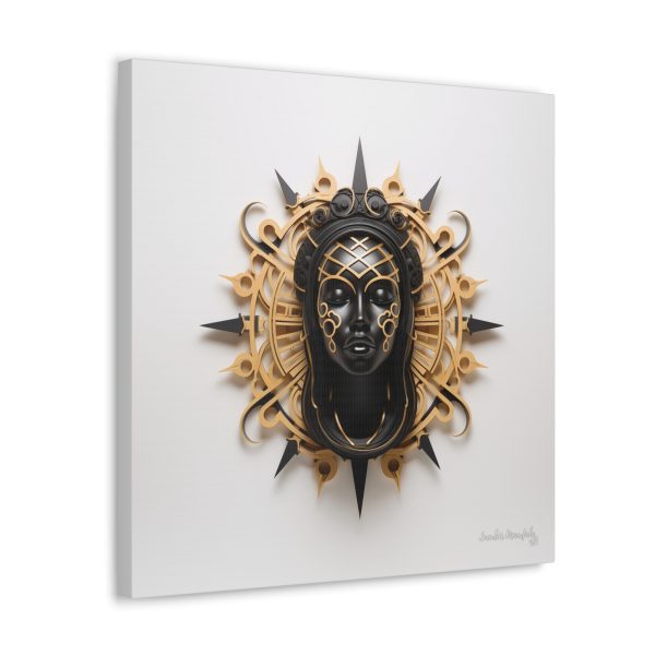 Canvas Gallery Wrap Tribal Mask Mandala, Black and Gold - "Navigator" - Image 22