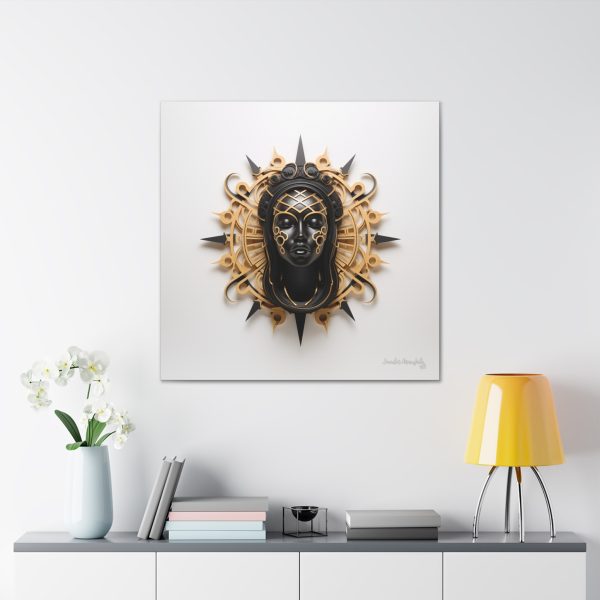 Canvas Gallery Wrap Tribal Mask Mandala, Black and Gold - "Navigator" - Image 32
