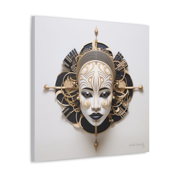 Canvas Gallery Wrap Tribal Mask Mandala, Black and Gold - "Traveler" - Image 26