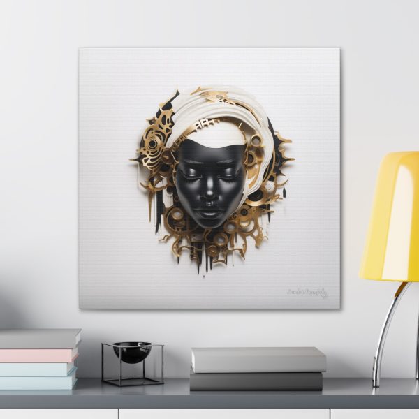 Canvas Gallery Wrap Tribal Mask Mandala, Black and Gold - "Trend" - Image 28