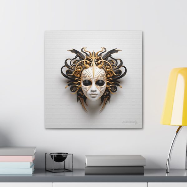 Canvas Gallery Wrap Tribal Mask Mandala, Black and Gold - "Medusa" - Image 24