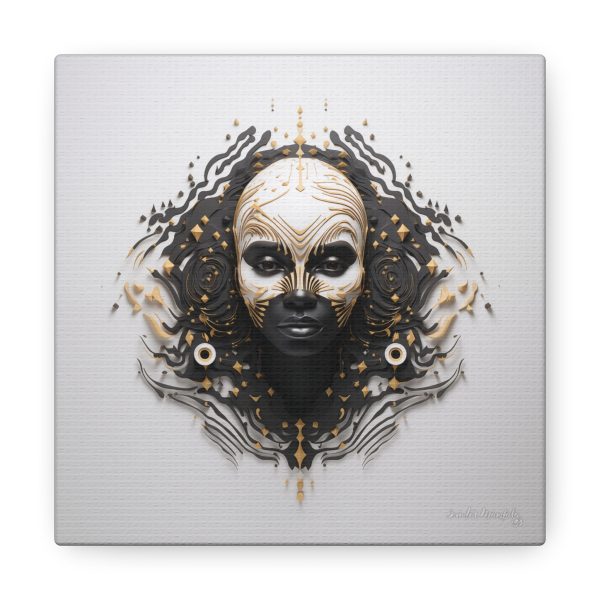 Canvas Gallery Wrap Tribal Mask Mandala, Black and Gold - "Ripples" - Image 17