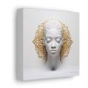 Canvas Gallery Wrap Tribal Mask Mandala, White and Gold - "Scollar" - Image 18