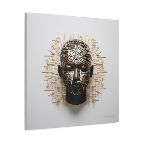 Canvas Gallery Wrap Tribal Mask Mandala, Black and Gold - "Craftsman" - Image 30