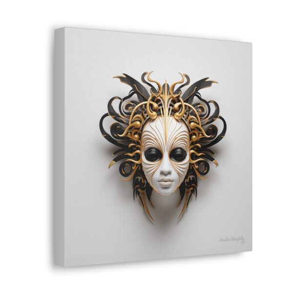 Canvas Gallery Wrap Tribal Mask Mandala, Black and Gold - "Medusa" - Image 6