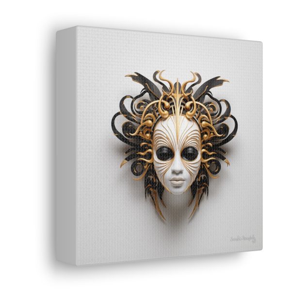 Canvas Gallery Wrap Tribal Mask Mandala, Black and Gold - "Medusa" - Image 18