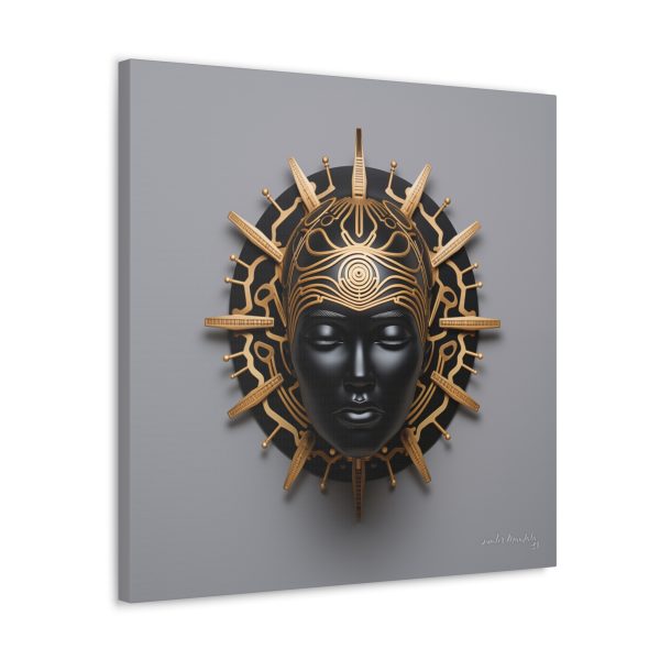 Canvas Gallery Wrap Tribal Mask Mandala, Black and Gold - "Third Eye" - Image 26