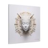 Canvas Gallery Wrap Tribal Mask Mandala, White and Gold - "Astrolabe" - Image 30