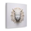 Canvas Gallery Wrap Tribal Mask Mandala, White and Gold - "Astrolabe" - Image 2
