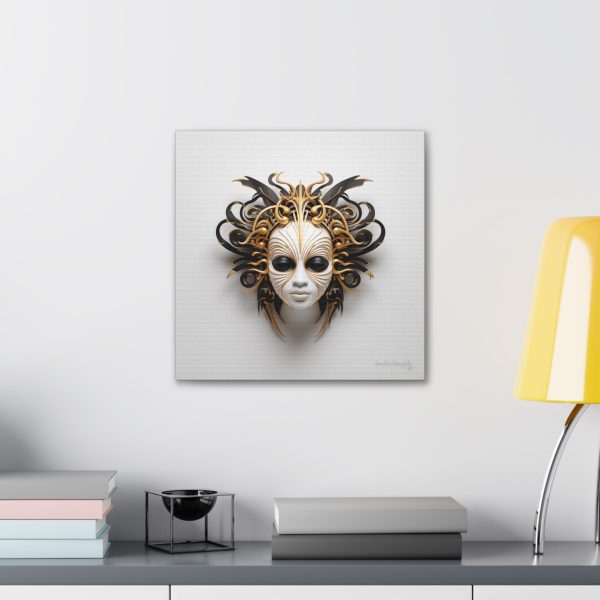 Canvas Gallery Wrap Tribal Mask Mandala, Black and Gold - "Medusa" - Image 12