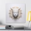 Canvas Gallery Wrap Tribal Mask Mandala, White and Gold - "Astrolabe" - Image 28