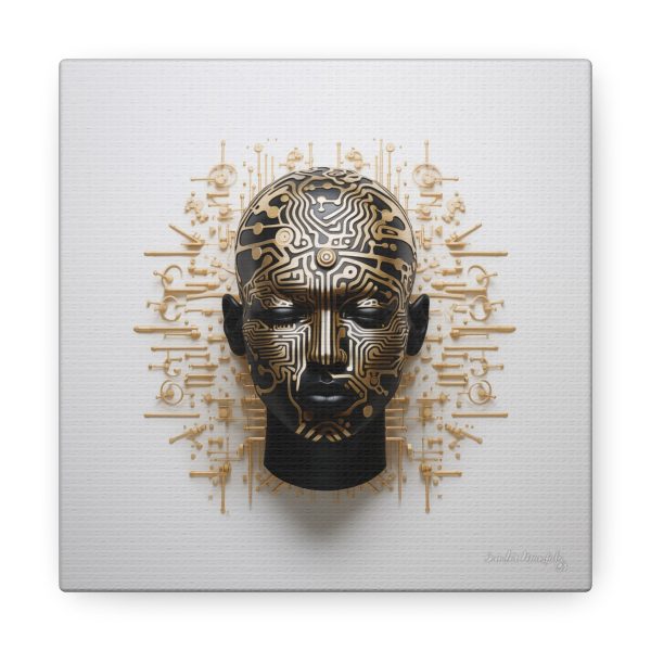 Canvas Gallery Wrap Tribal Mask Mandala, Black and Gold - "Craftsman" - Image 17