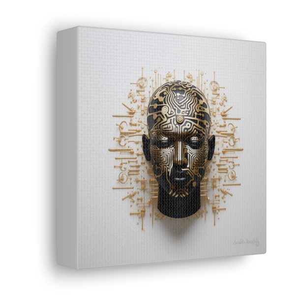 Canvas Gallery Wrap Tribal Mask Mandala, Black and Gold - "Craftsman" - Image 18