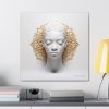 Canvas Gallery Wrap Tribal Mask Mandala, White and Gold - "Scollar" - Image 28