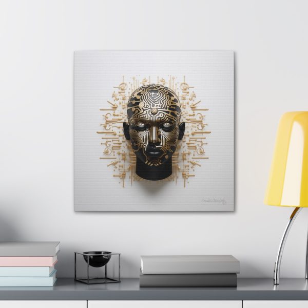 Canvas Gallery Wrap Tribal Mask Mandala, Black and Gold - "Craftsman" - Image 24