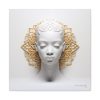 Canvas Gallery Wrap Tribal Mask Mandala, White and Gold - "Scollar" - Image 25