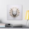Canvas Gallery Wrap Tribal Mask Mandala, White and Gold - "Astrolabe" - Image 24