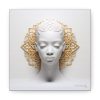 Canvas Gallery Wrap Tribal Mask Mandala, White and Gold - "Scollar" - Image 17
