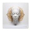Canvas Gallery Wrap Tribal Mask Mandala, White and Gold - "Scollar" - Image 5
