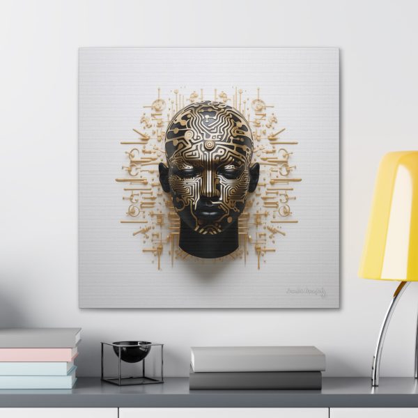 Canvas Gallery Wrap Tribal Mask Mandala, Black and Gold - "Craftsman" - Image 28
