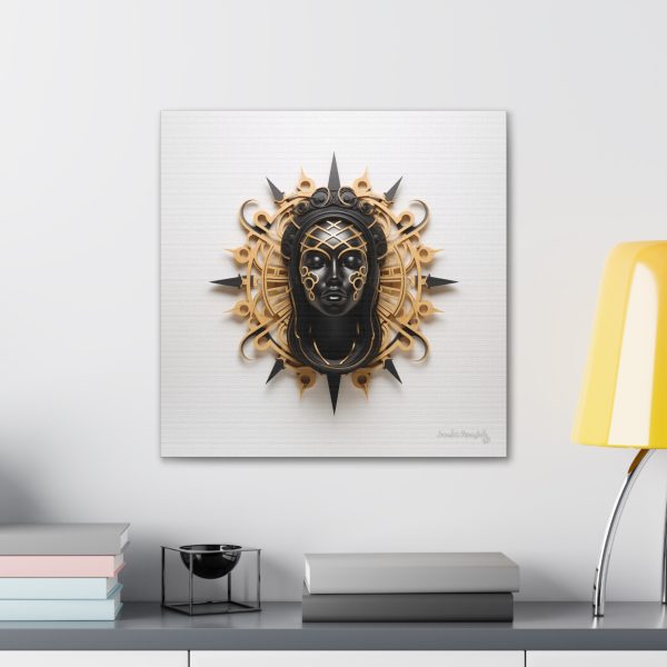 Canvas Gallery Wrap Tribal Mask Mandala, Black and Gold - "Navigator" - Image 24