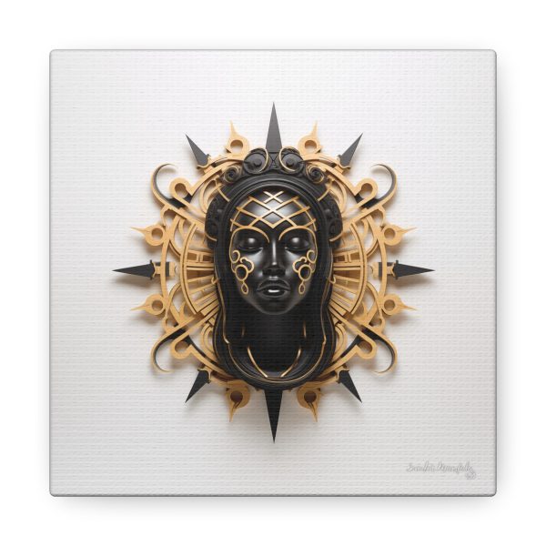 Canvas Gallery Wrap Tribal Mask Mandala, Black and Gold - "Navigator" - Image 17