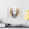 Canvas Gallery Wrap Tribal Mask Mandala, White and Gold - "Scollar" - Image 24