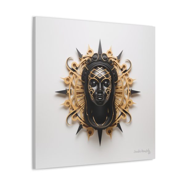 Canvas Gallery Wrap Tribal Mask Mandala, Black and Gold - "Navigator" - Image 14