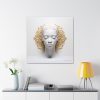 Canvas Gallery Wrap Tribal Mask Mandala, White and Gold - "Scollar" - Image 32