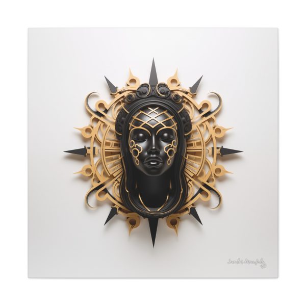 Canvas Gallery Wrap Tribal Mask Mandala, Black and Gold - "Navigator" - Image 29