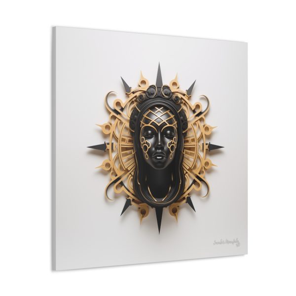Canvas Gallery Wrap Tribal Mask Mandala, Black and Gold - "Navigator" - Image 30