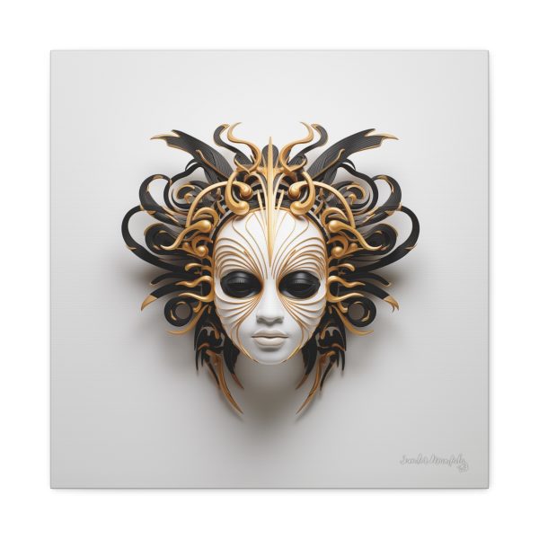 Canvas Gallery Wrap Tribal Mask Mandala, Black and Gold - "Medusa" - Image 21