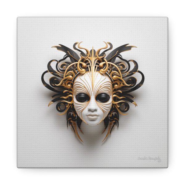 Canvas Gallery Wrap Tribal Mask Mandala, Black and Gold - "Medusa" - Image 17