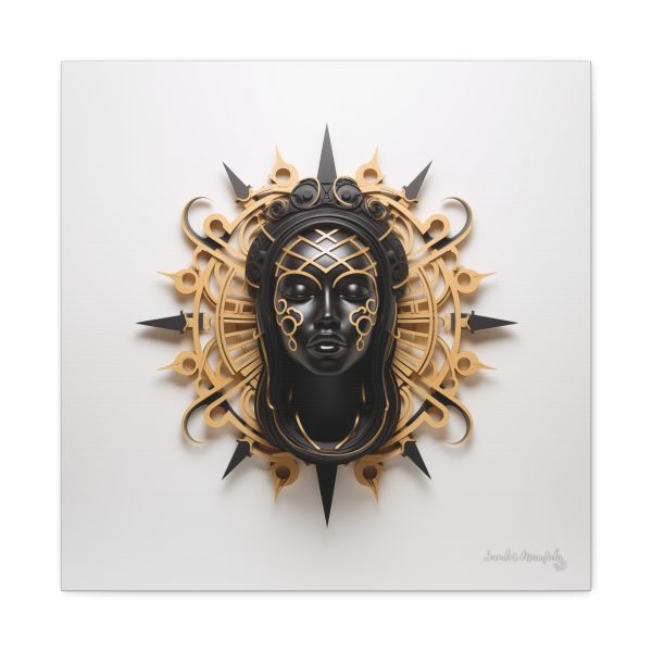 Canvas Gallery Wrap Tribal Mask Mandala, Black and Gold - "Navigator" - Image 21