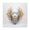 Canvas Gallery Wrap Tribal Mask Mandala, White and Gold - "Scollar" - Image 21