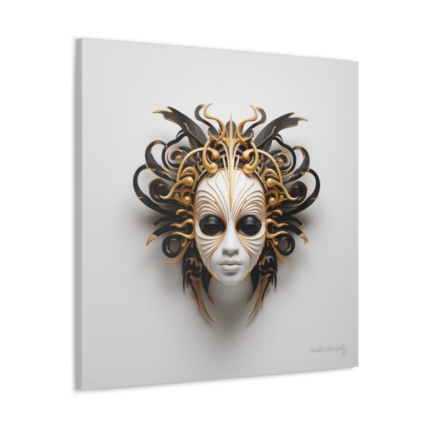Canvas Gallery Wrap Tribal Mask Mandala, Black and Gold - "Medusa" - Image 14