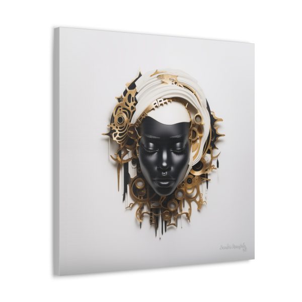 Canvas Gallery Wrap Tribal Mask Mandala, Black and Gold - "Trend" - Image 26